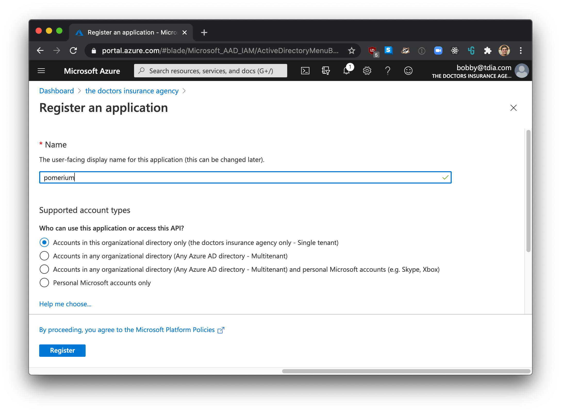 Create application form