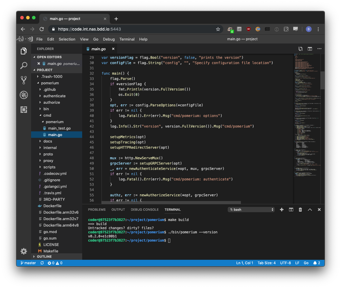 visual studio code building pomerium